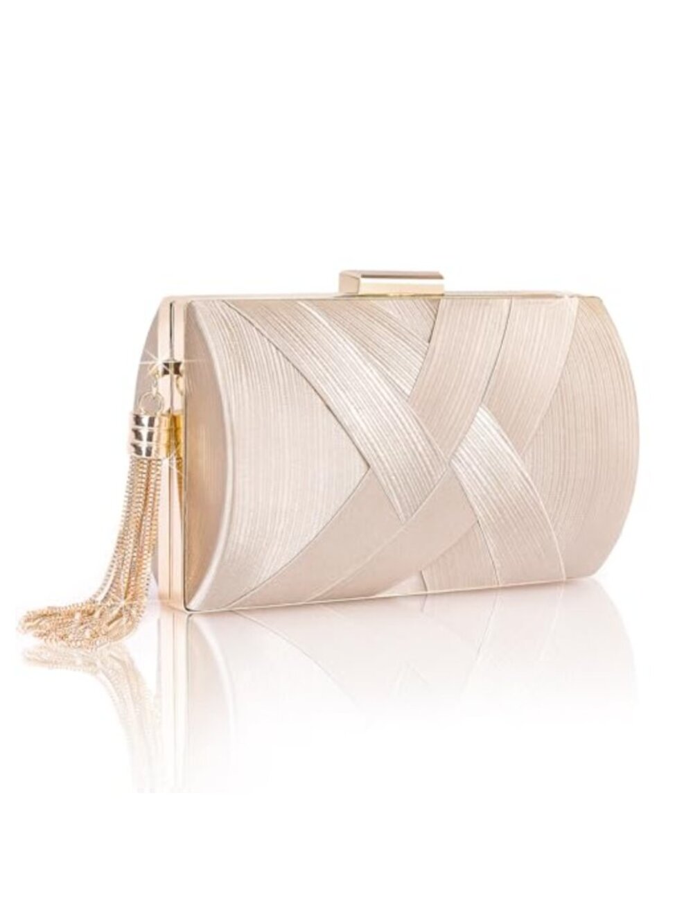 Interwoven Satin Evening Clutch Tassel Satin Clutch Purse Detachable Chain